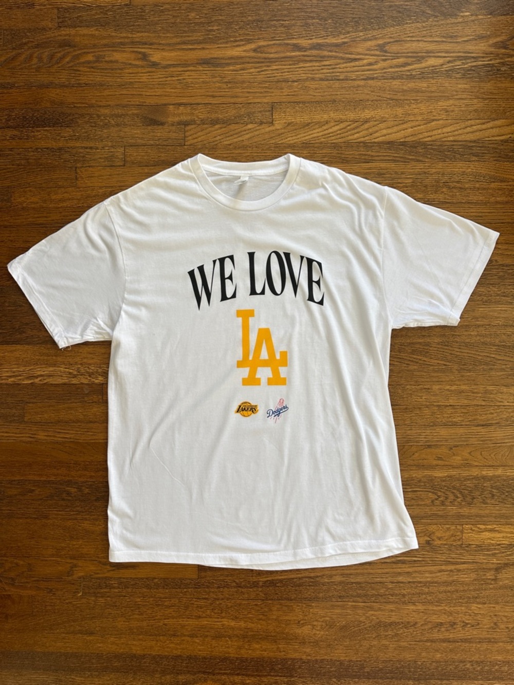 We Love LA Graphic Tee - White with Yellow/Black Print